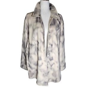 NWT EXPRESS Thick Structured Shacket Shirt Jacket Oversized Beige Gray XL